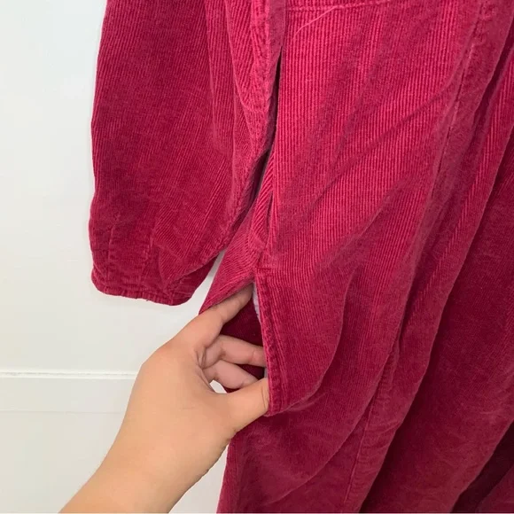 Vintage FADS Burgandy Curduroy Witch Gothic Vampire Long Sleeve Midi Dress - Picture 6 of 10